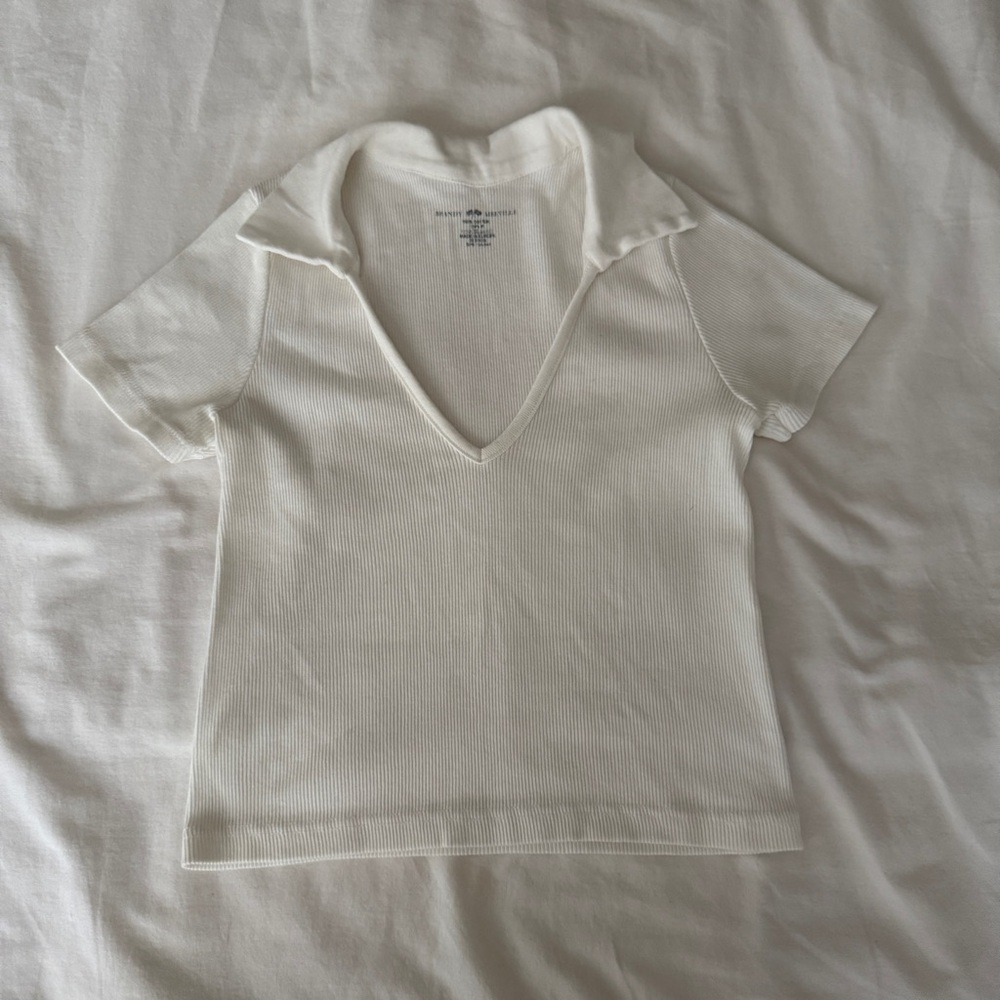 Brandy Melville Ribbed Crop Polo Top